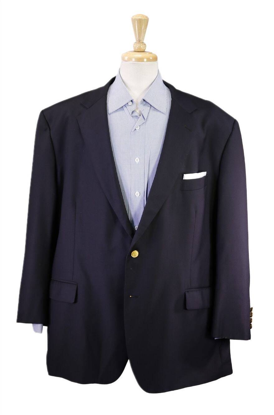 Brooks Brothers x Loro Piana Navy Blue Gold Metal Button Wool Blazer Jacket 50R